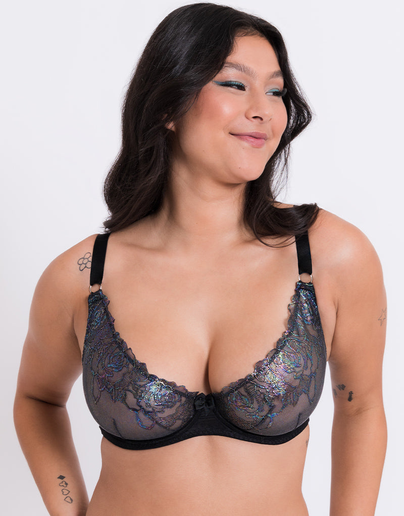 Curvy Kate Stand Out Scooped Plunge Bra Black Sparkle – Curvy Kate UK